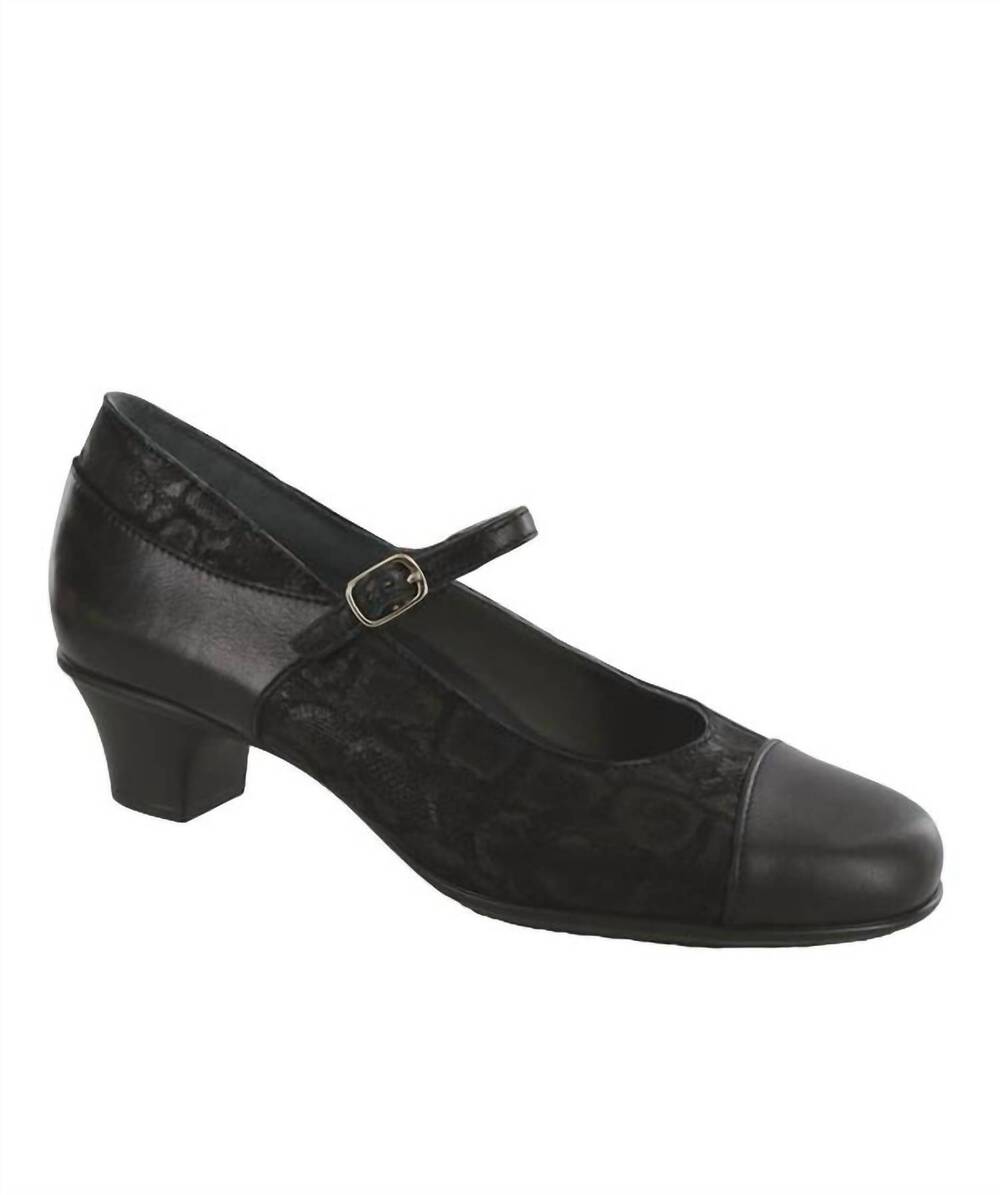 NEW SAS women's isabel mary jane heel in black/ snake